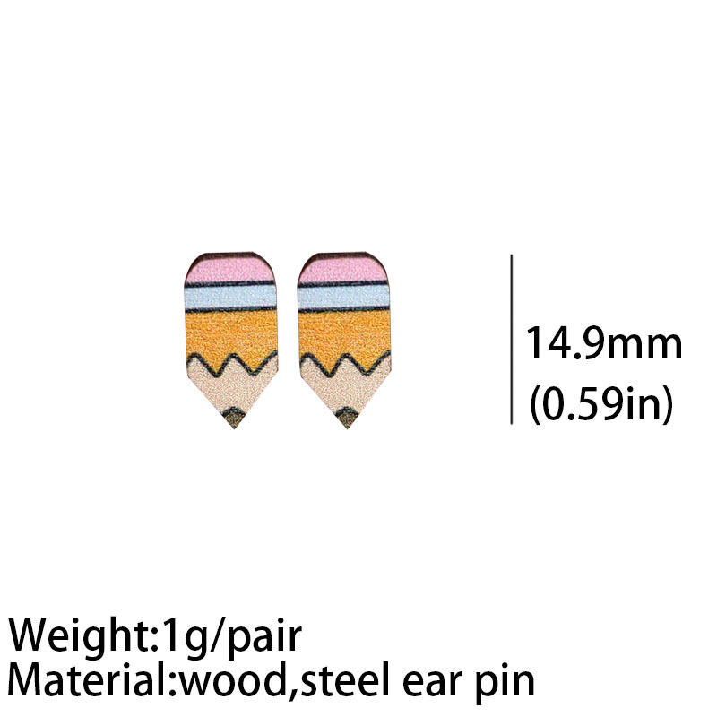 Tiny Pencil  Wooden Earrings