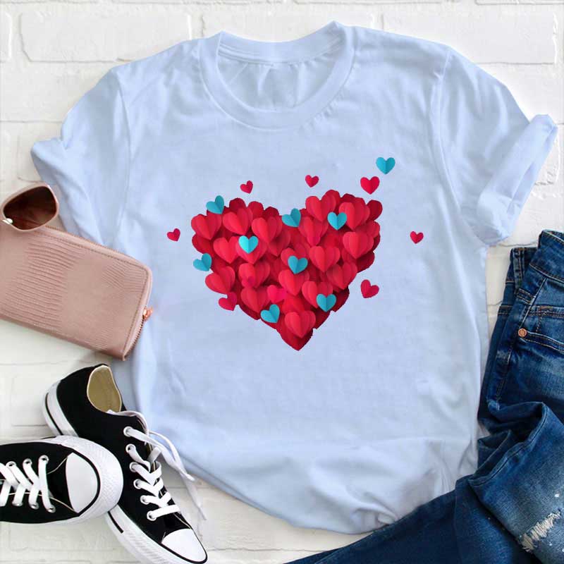 Valentinstag Herz Lehrer T-Shirt