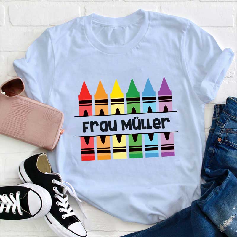 Personalisiertes Bleistift Lehrer Name T-Shirt