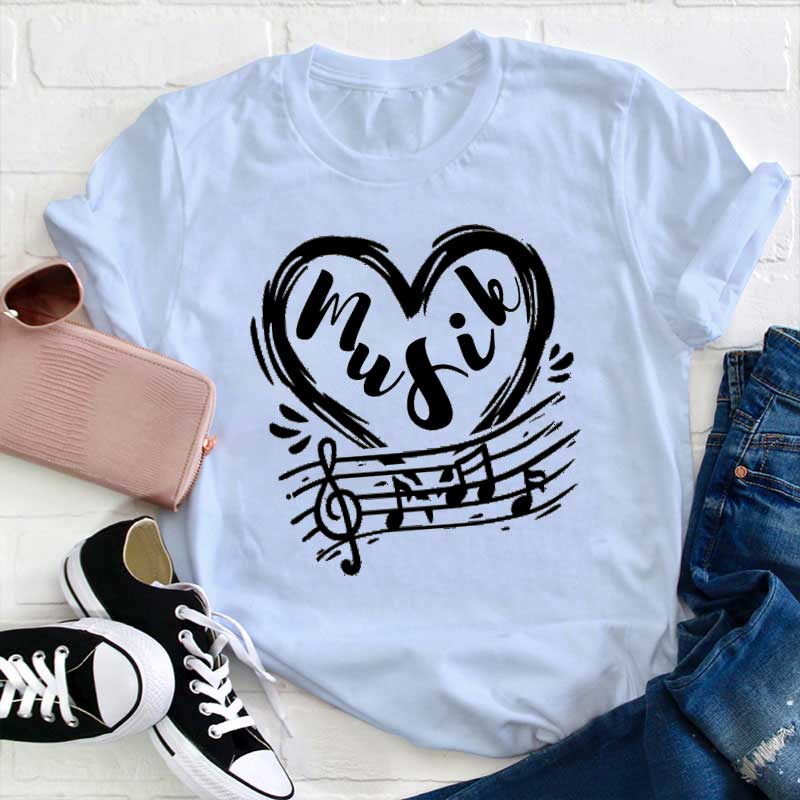 Musik Herz Lehrer T-Shirt