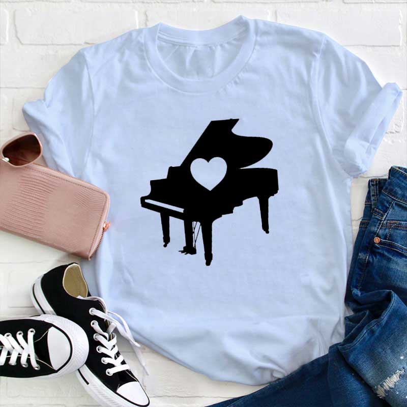 Herz Klavier Lehrer T-Shirt