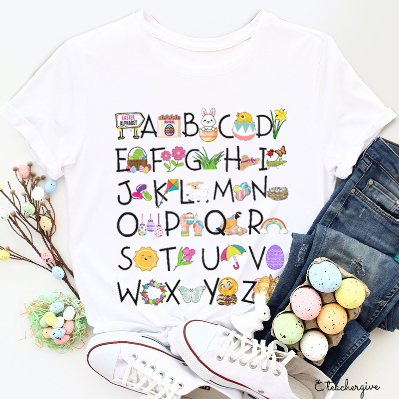 Alphabet Cartoon Characters Teacher T-Shirt