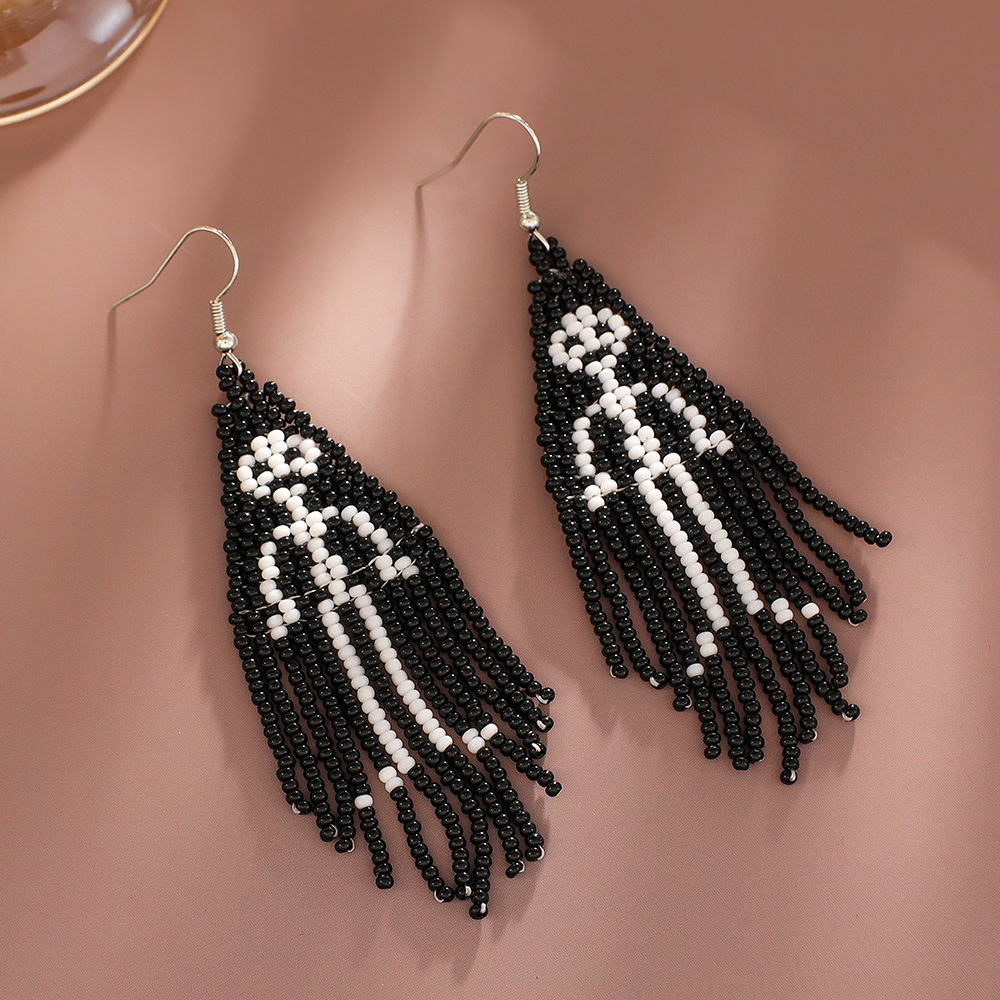 Halloween Skeleton Ghost Beaded Earrings