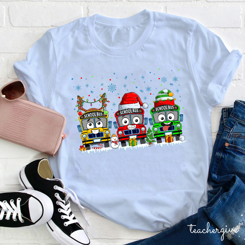 School Bus And Presents Teacher T-Shirt