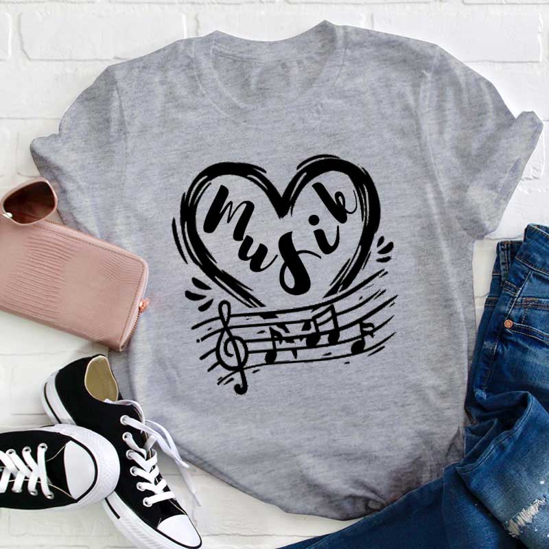 Musik Herz Lehrer T-Shirt