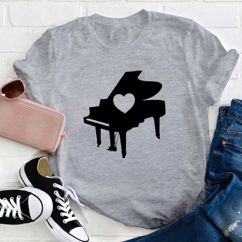 Herz Klavier Lehrer T-Shirt