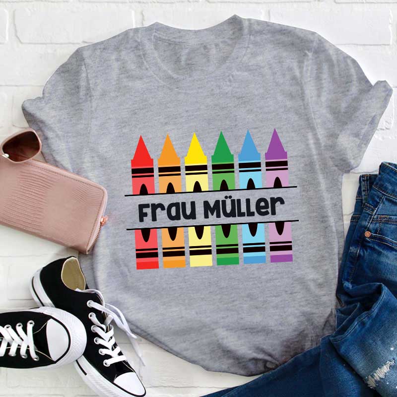 Personalisiertes Bleistift Lehrer Name T-Shirt