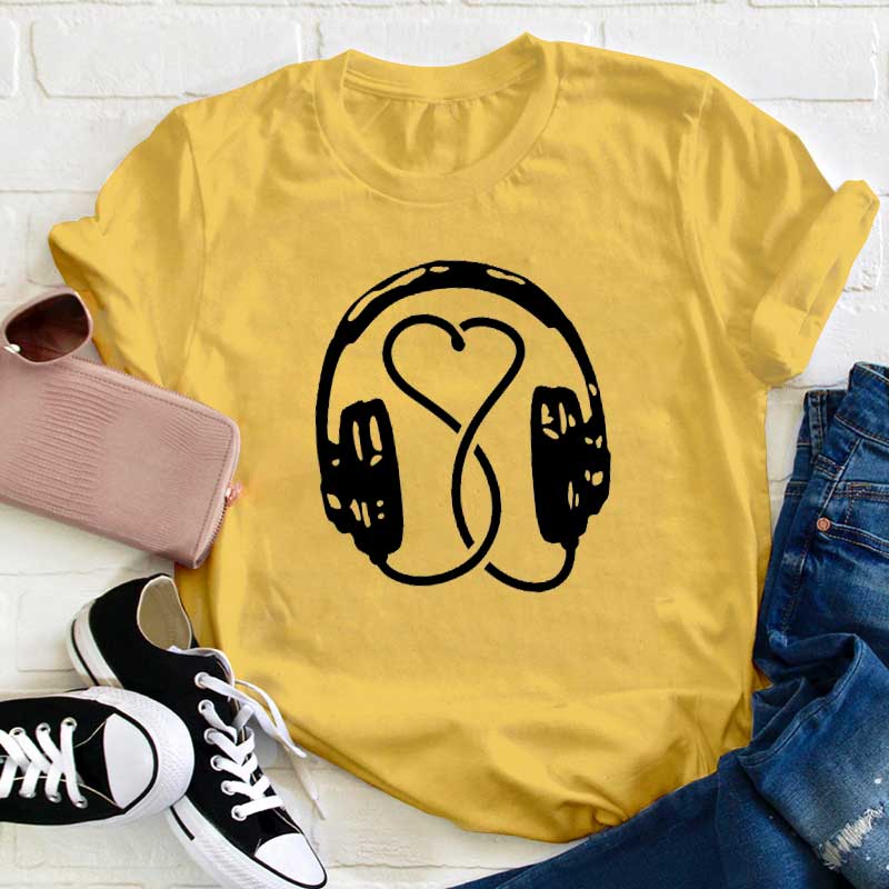 Herz Musik Kopfhörer Lehrer T-Shirt