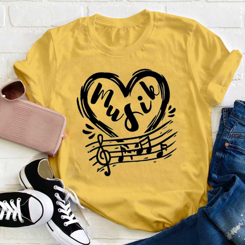 Musik Herz Lehrer T-Shirt