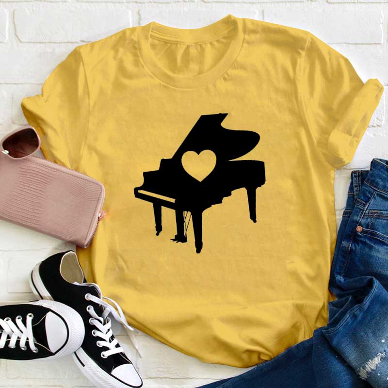 Herz Klavier Lehrer T-Shirt