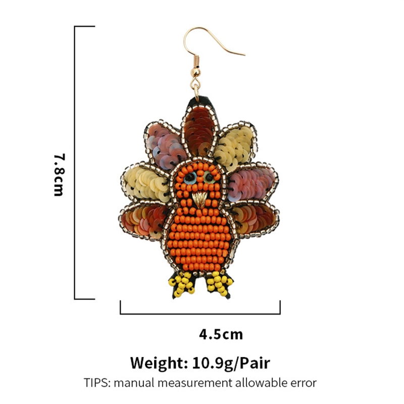 Thanksgiving Turkey Beaded Earrings