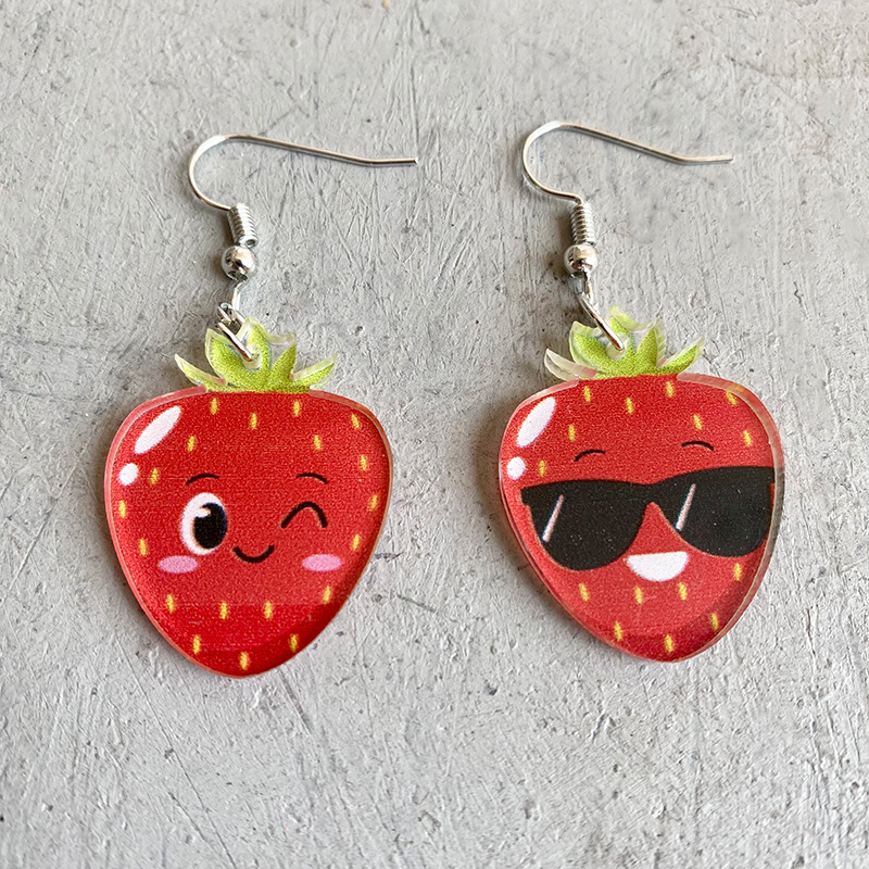 Cute Strawberry  Acrylic  Earrings