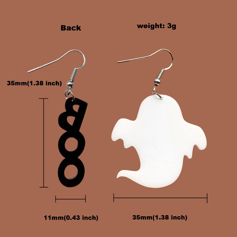 White Ghost Boo Acrylic Earrings
