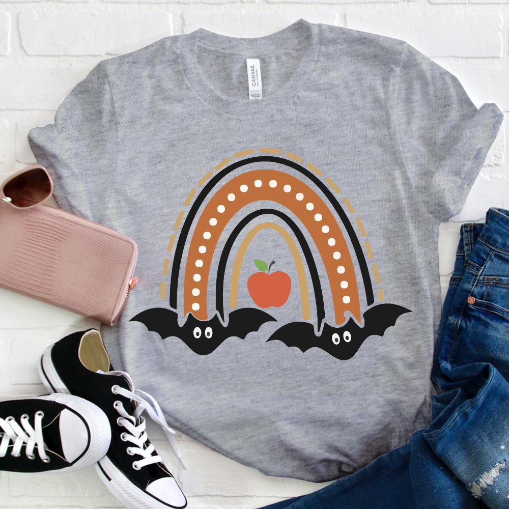 Halloween Bat Rainbow  T-Shirt