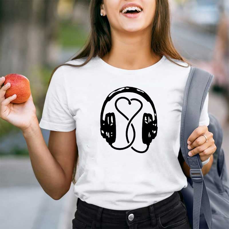 Herz Musik Kopfhörer Lehrer T-Shirt
