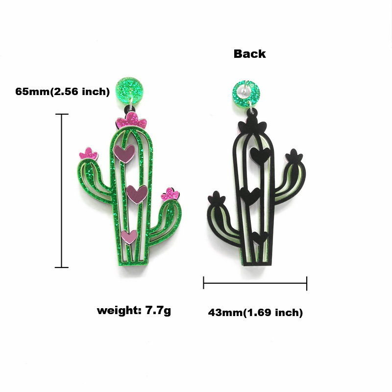 Cute Cactus  Acrylic  Earrings
