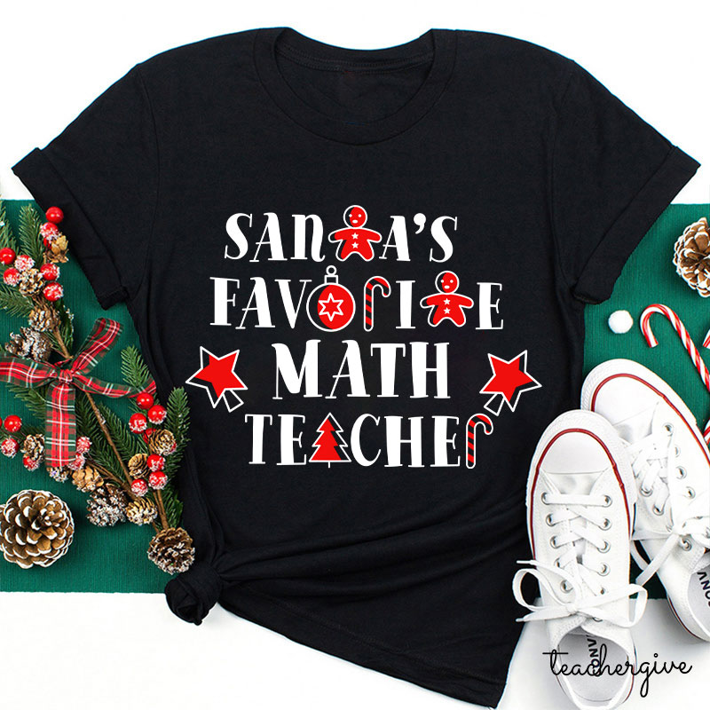 Santa's Favorite Math Teacher Loves Black And Red Teacher T-Shirt