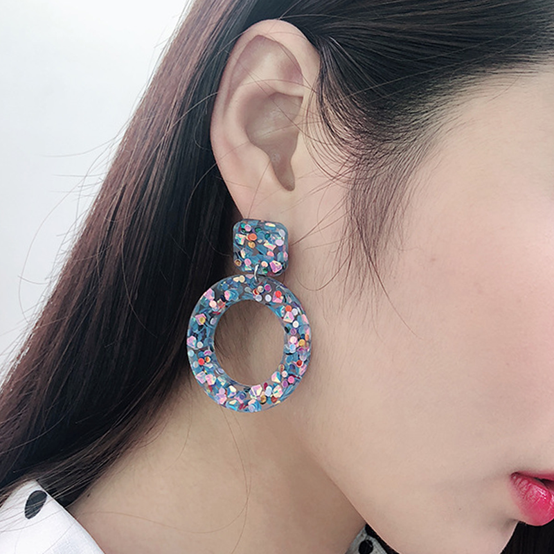 Shining Colorful Round  Acrylic  Earrings