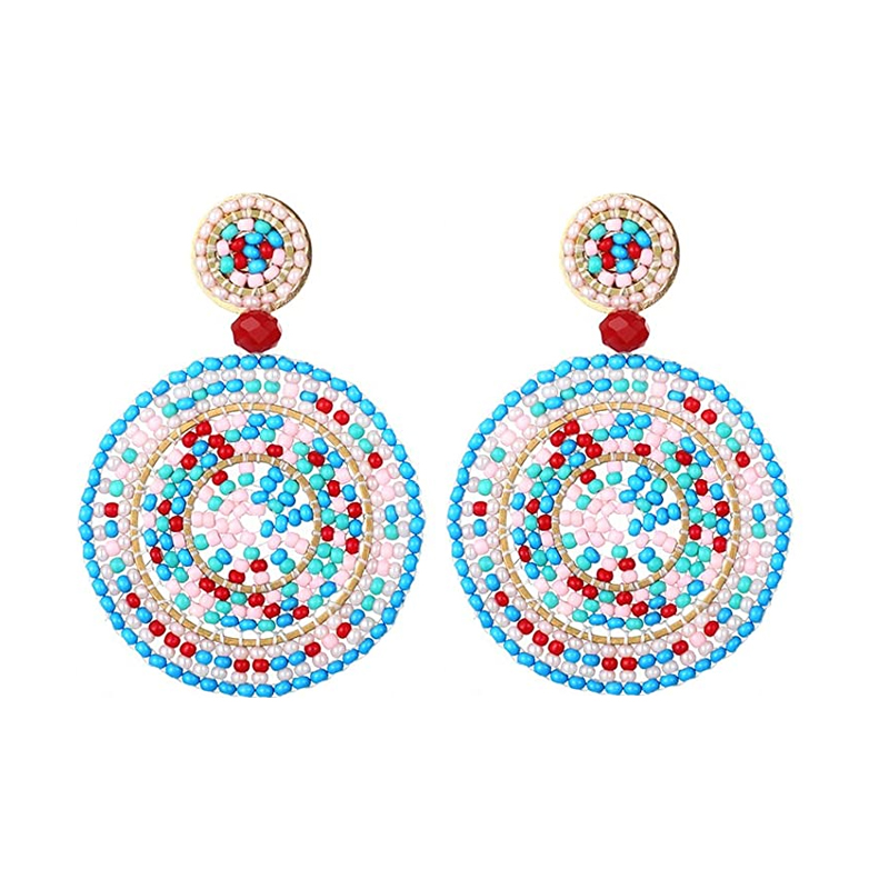 Pink Colorful Bead Earrings