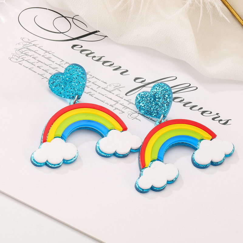 Rainbow Heart  Acrylic  Earrings