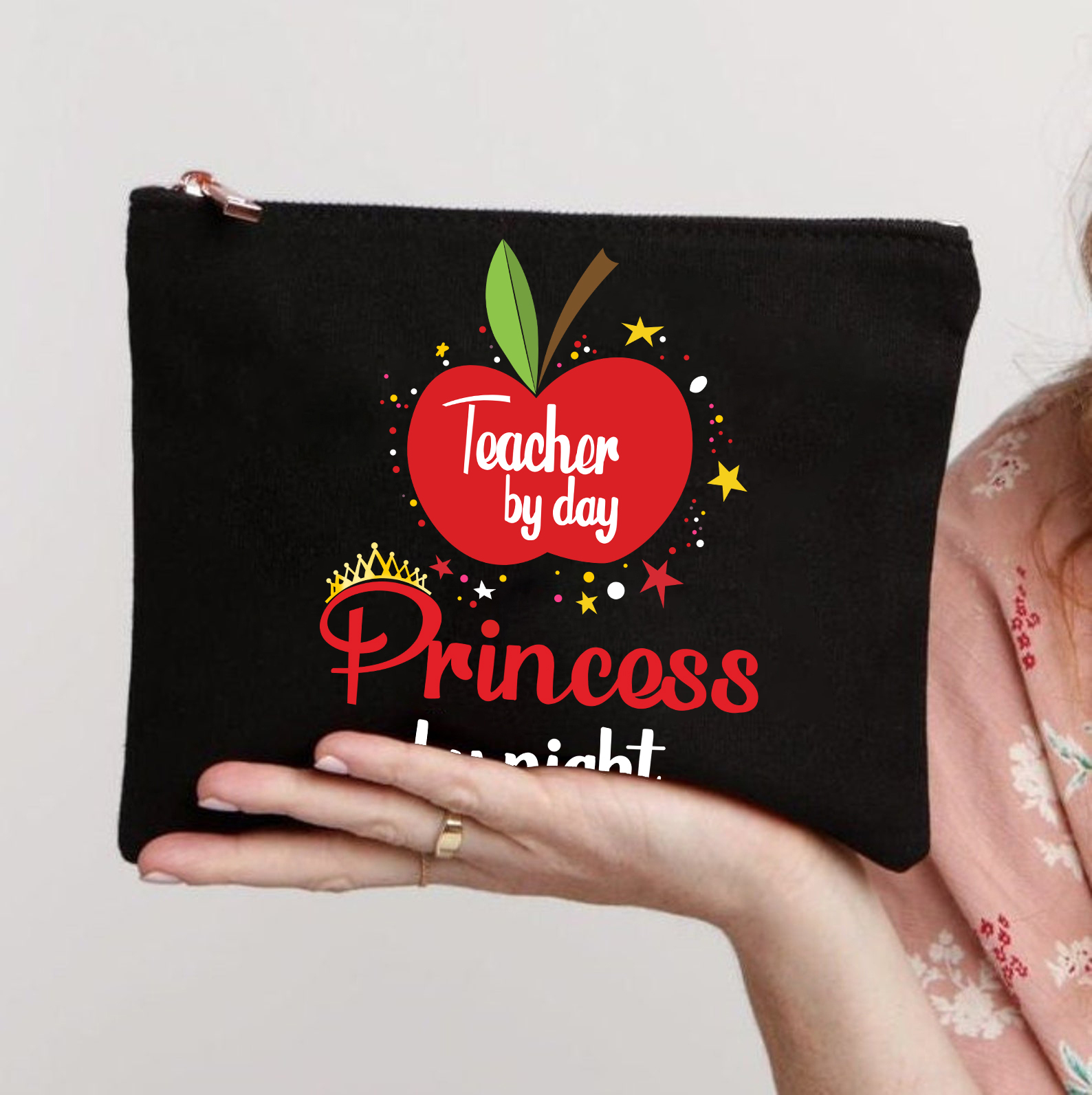 Teacher By Day Prinecess By Night Makeup Bag