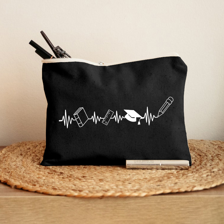 Teacher Heartbeat Makeup Bag