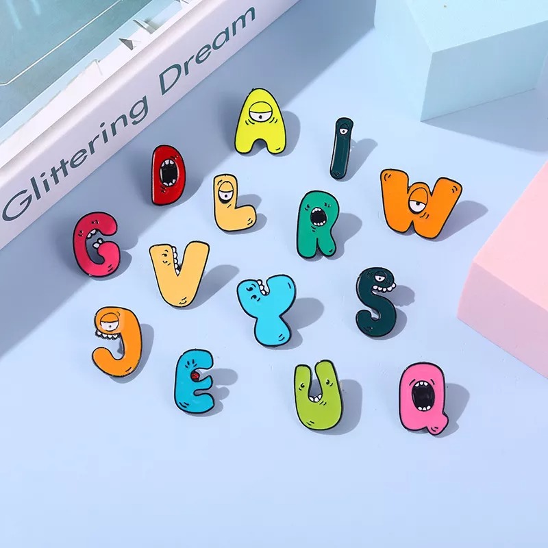 Cartoon 26 English letters Pin Set