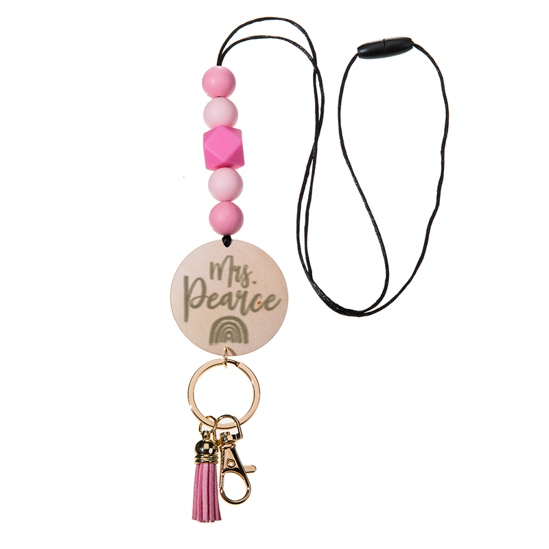 Personalized Multicolor Geometric Beaded Tassel Lanyard