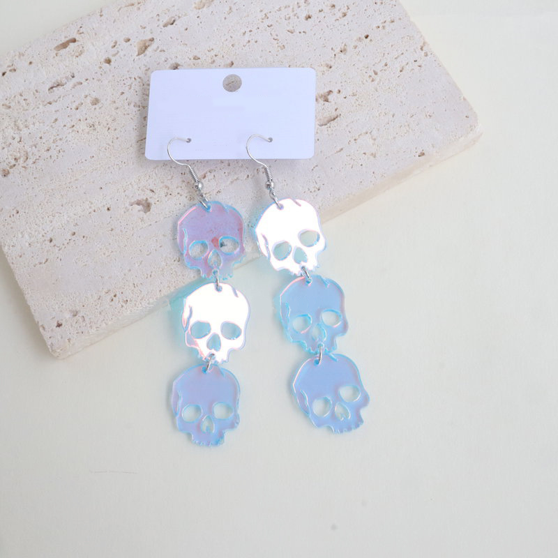 Iridescent Skulls Acrylic Earrings