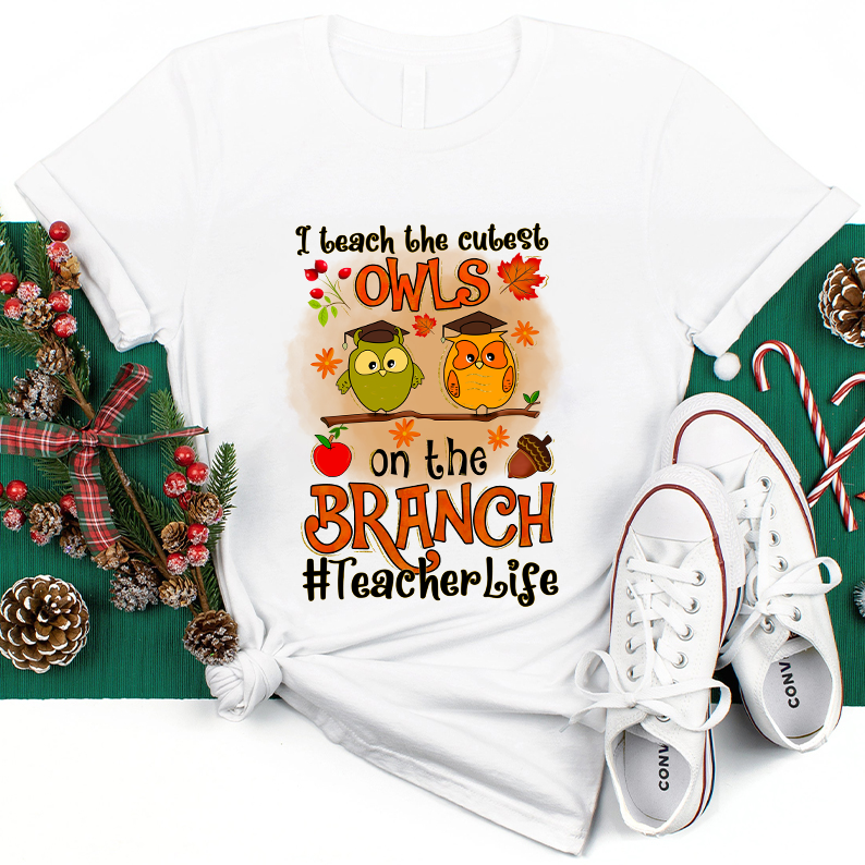 I Teach The Cutest Owls On The Branch Teacher T-Shirt