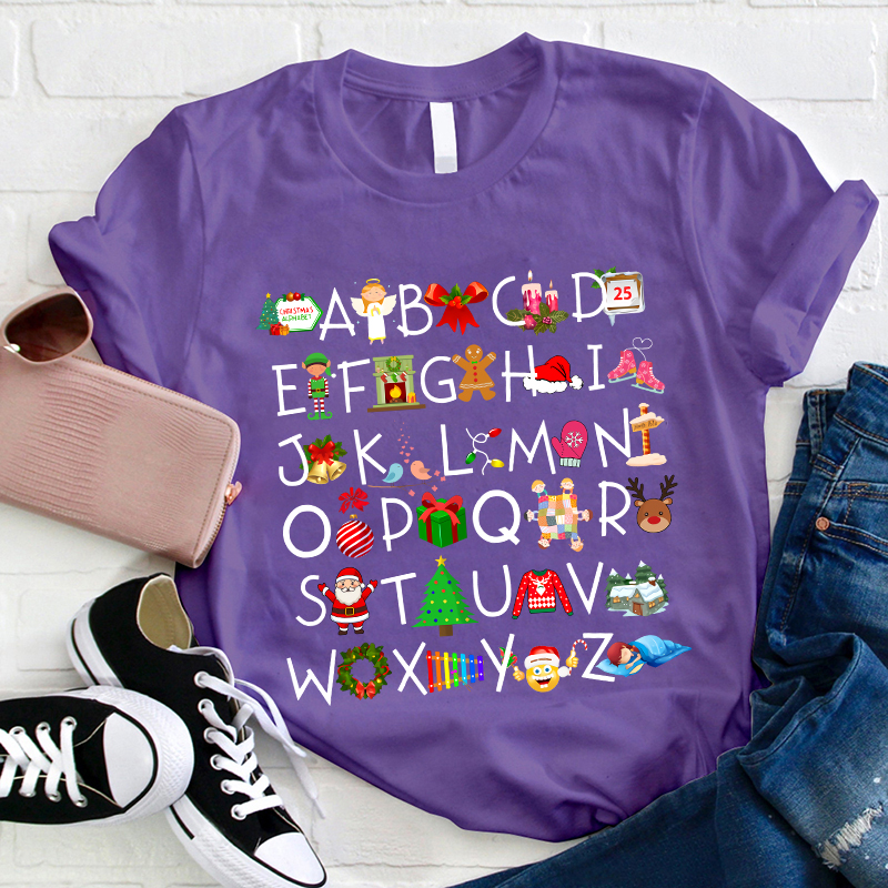 Christmas Elements Alphabet Teacher T-Shirt