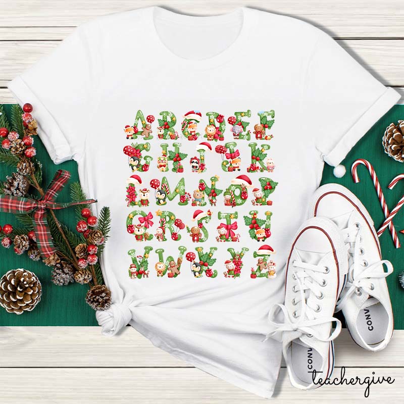Christmas Animals Alphabet Teacher T-Shirt