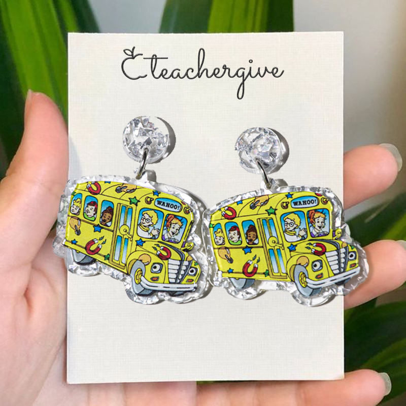 Cartoon Bus Acrylic Earrings