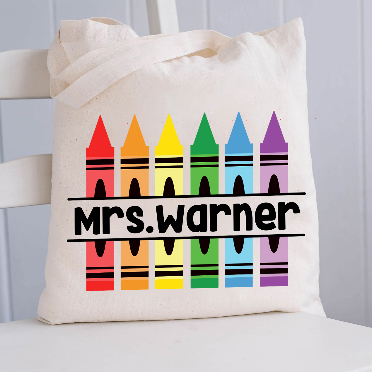 Personalized Pencil Crayon Teacher Name T-Shirt