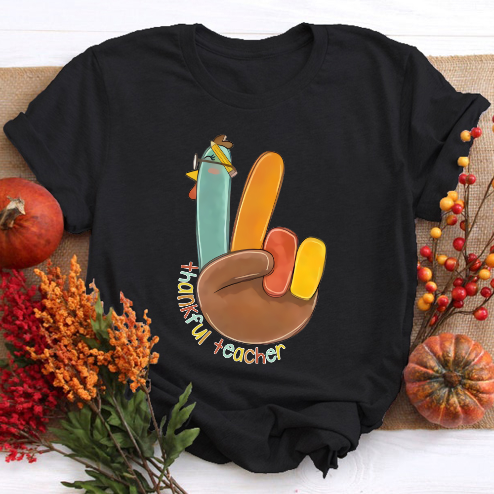 Funny Turkey Thankful Teacher T-Shirt