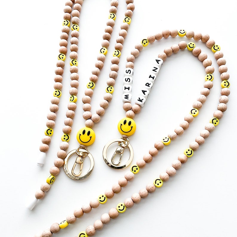 Personalized Smile Name  Beaded  Lanyard