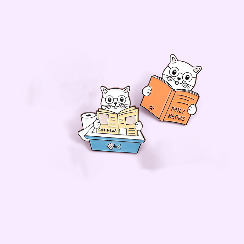 Cute Cat Book Pin Set