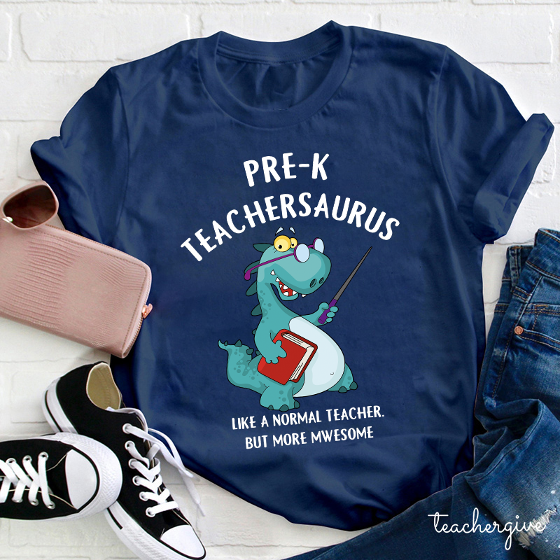 Personalized Grade Awesome Teachersaurus Teacher T-Shirt