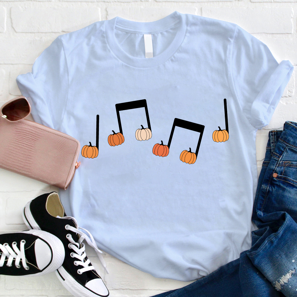 Musical Notation Halloween Pumpkin Teacher T-Shirt