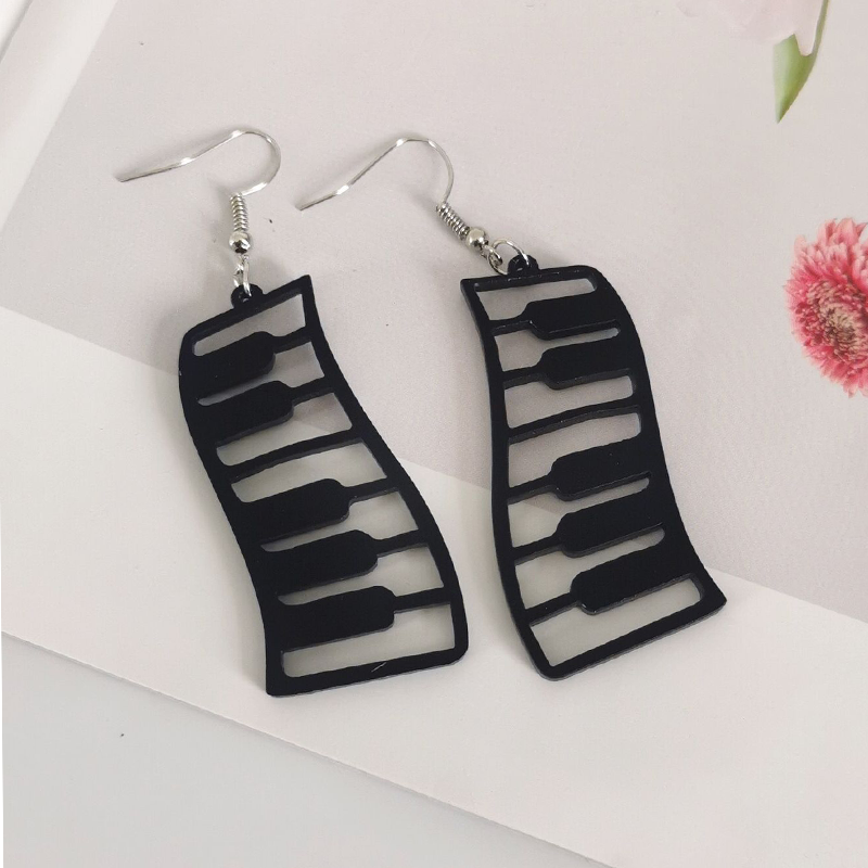 Black Piano Keys Teacher Acrylic Earrings