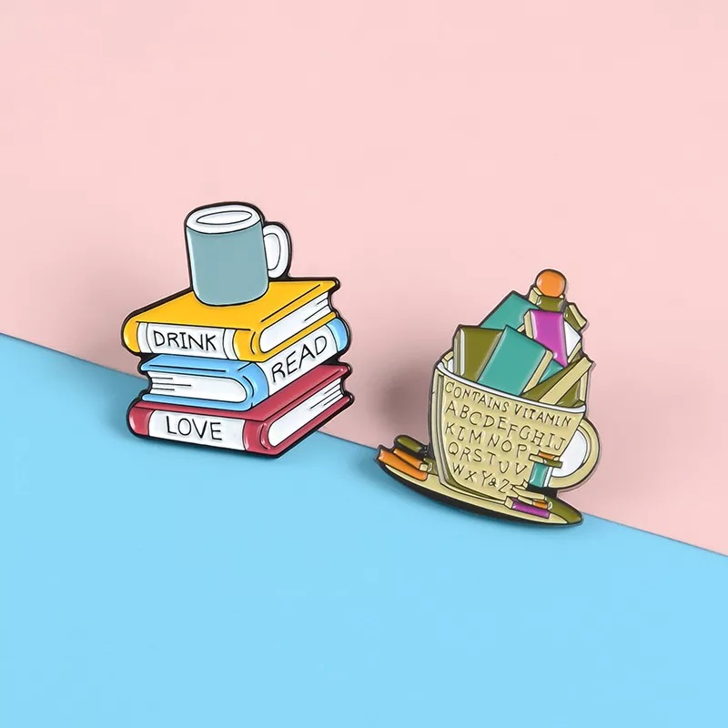 Coffee Cup And Book Pin Set