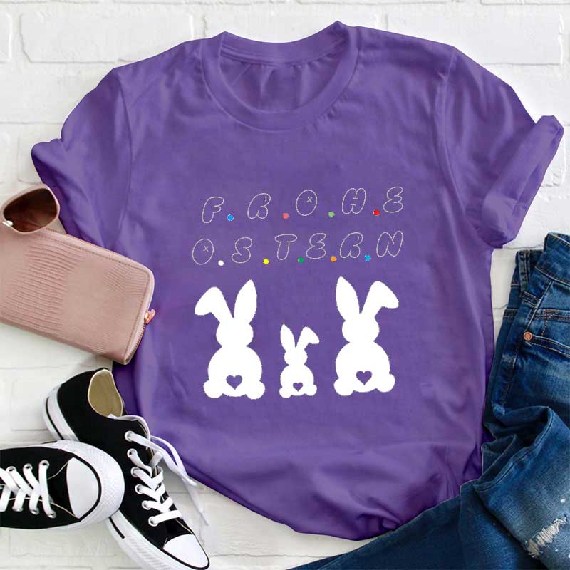 Frohe Ostern Hasen Lehrer T-Shirt