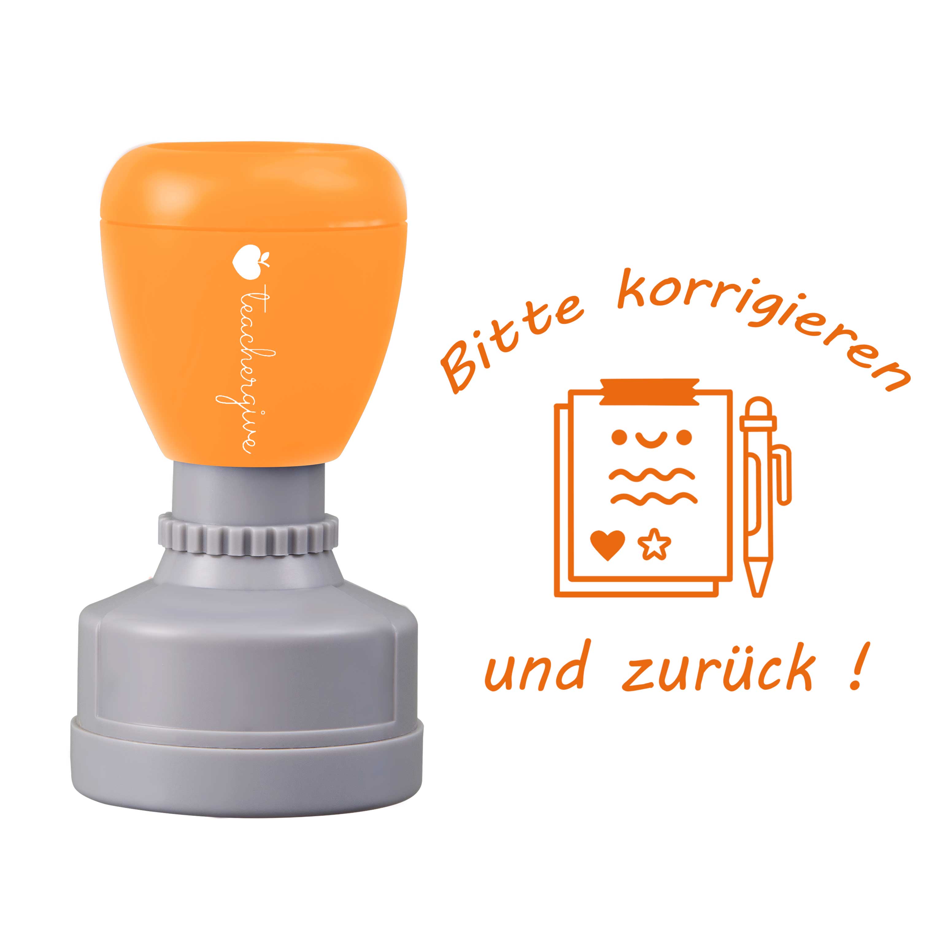 Bitte korrigieren und zurück Lehrer Stempel