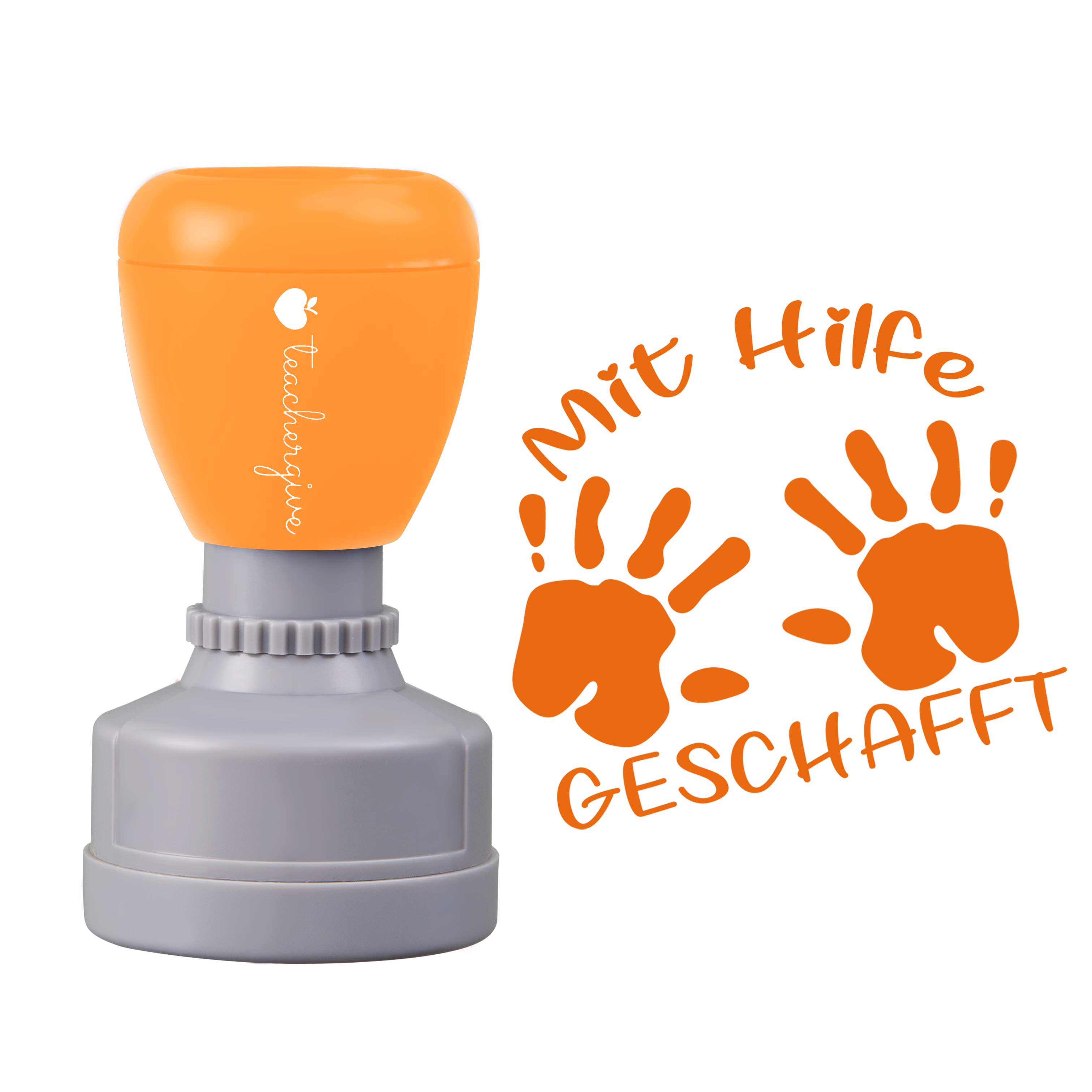 Mit Hilfe Geschafft Lehrer Stempel