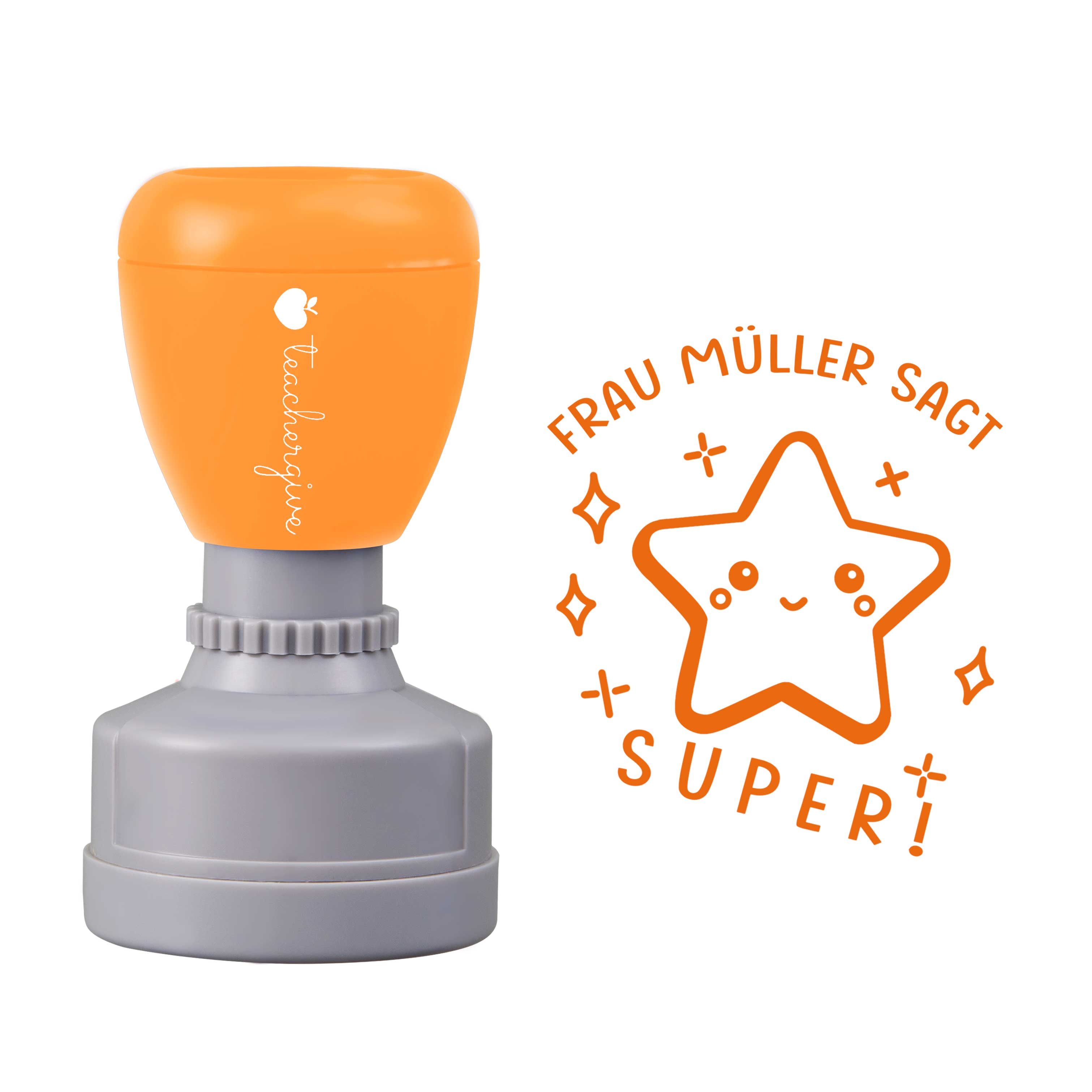 Personalisiert Name sagt SUPER Lehrer Stempel