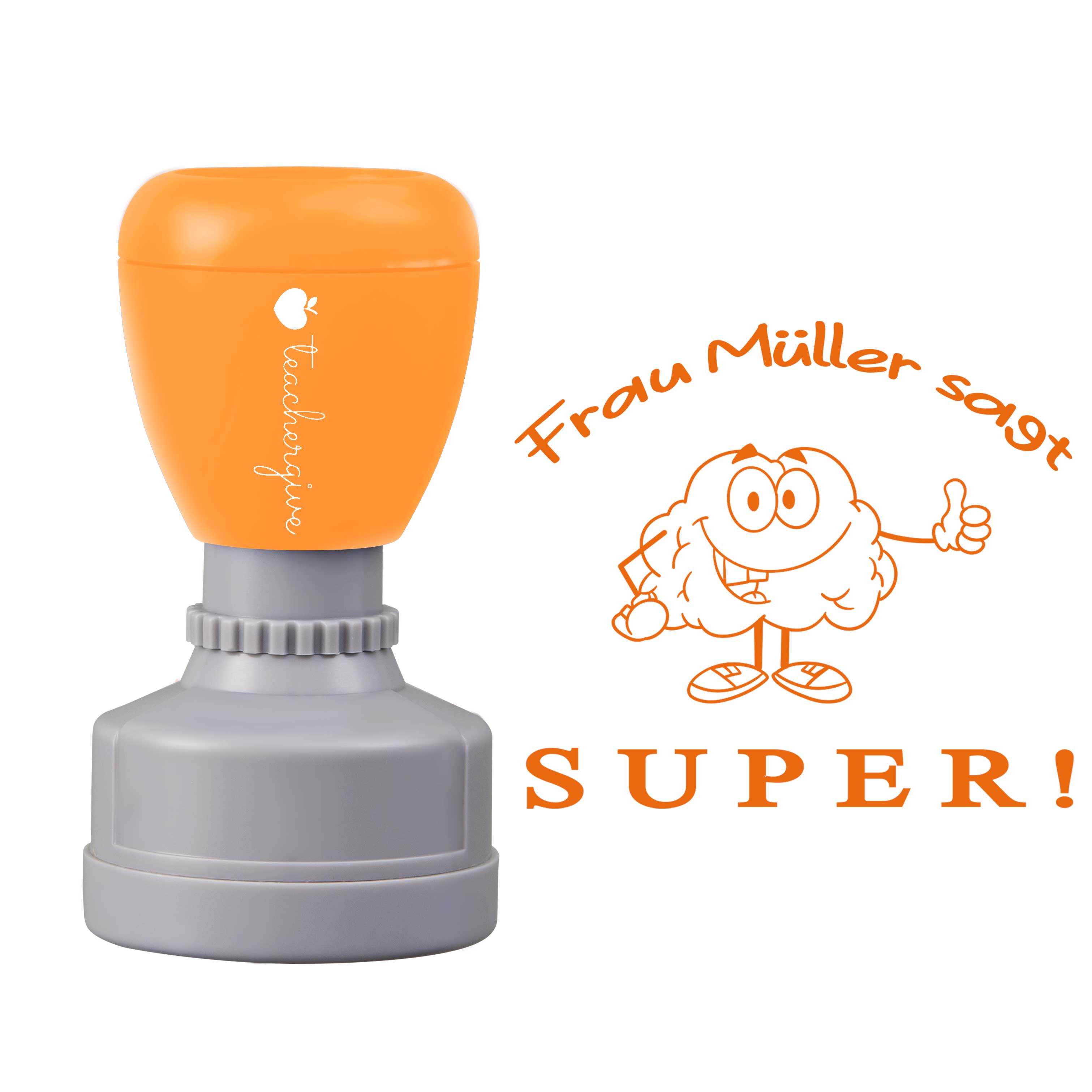 Personalisiert Name sagt super Lehrer Stempel