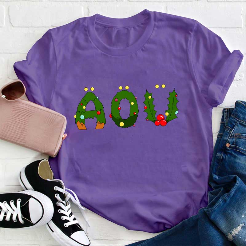 Weihnachts Alphabet Mit All Süßen Dingen Zu Weihnachten Lehrer T-Shirt