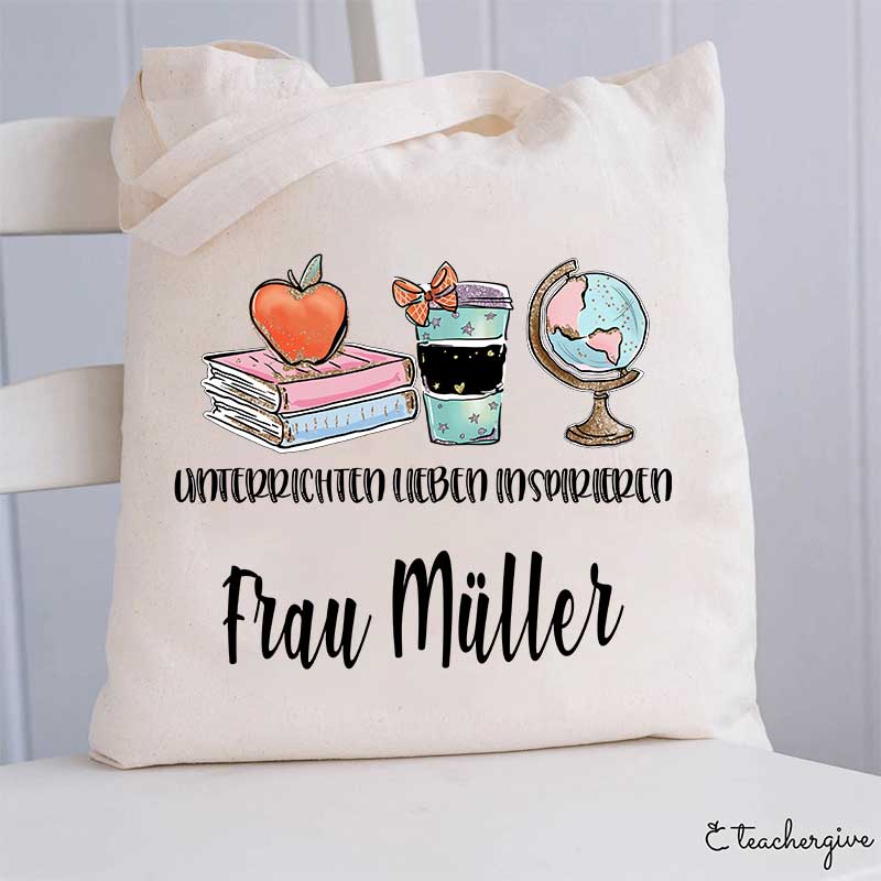 Personalisiert Name Liebe Inspirieren Lehrer Tragetasche