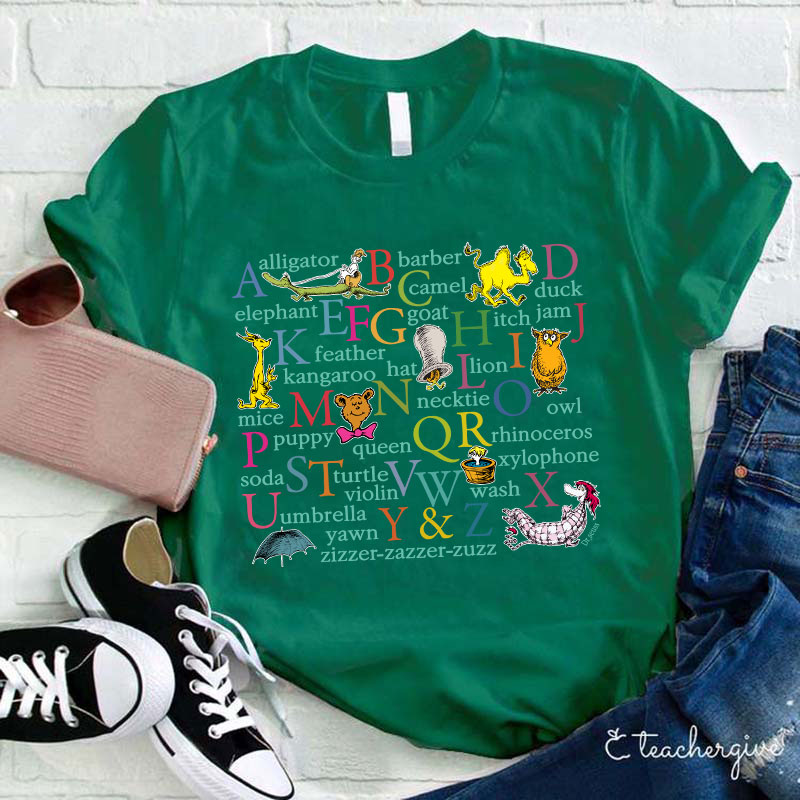 Dr. Seuss Animal Alphabet Teacher T-Shirt