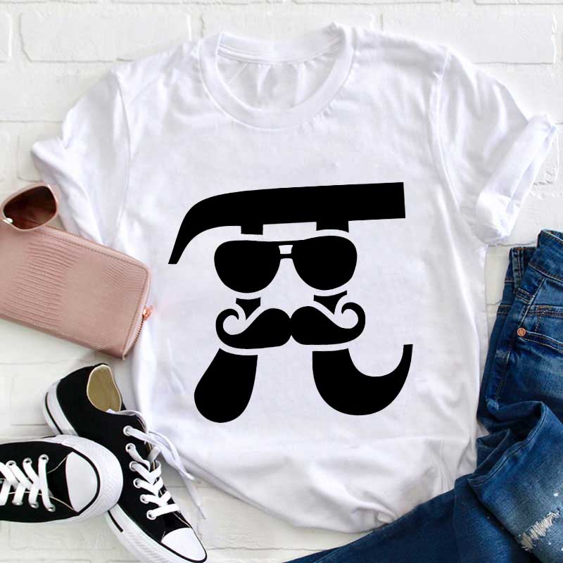π mit Brille und Bart Lehrer T-Shirt
